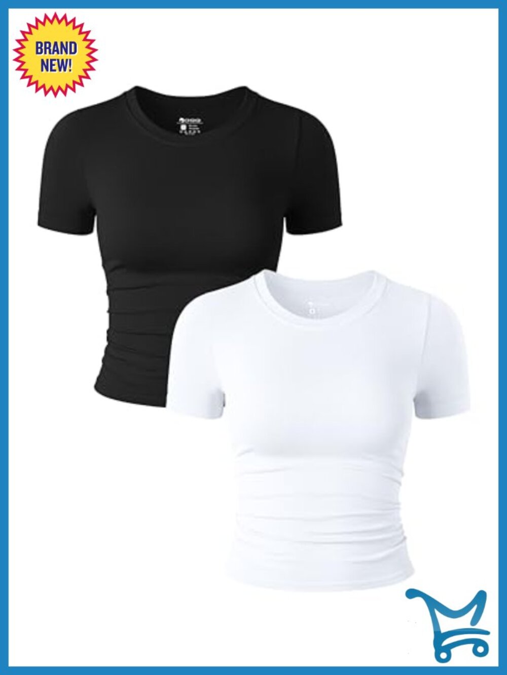 2 Piece Short Sleeve Crew Neck Ruched Crop Top Tee Shirt Set Slim Fit